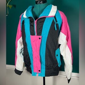 Color block vintage Retro Windbreaker Jacket